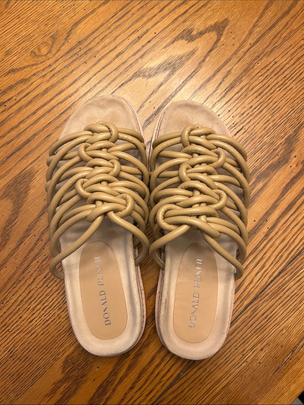 Donald J. Pliner Olive/Tan Knotted Slide Mules